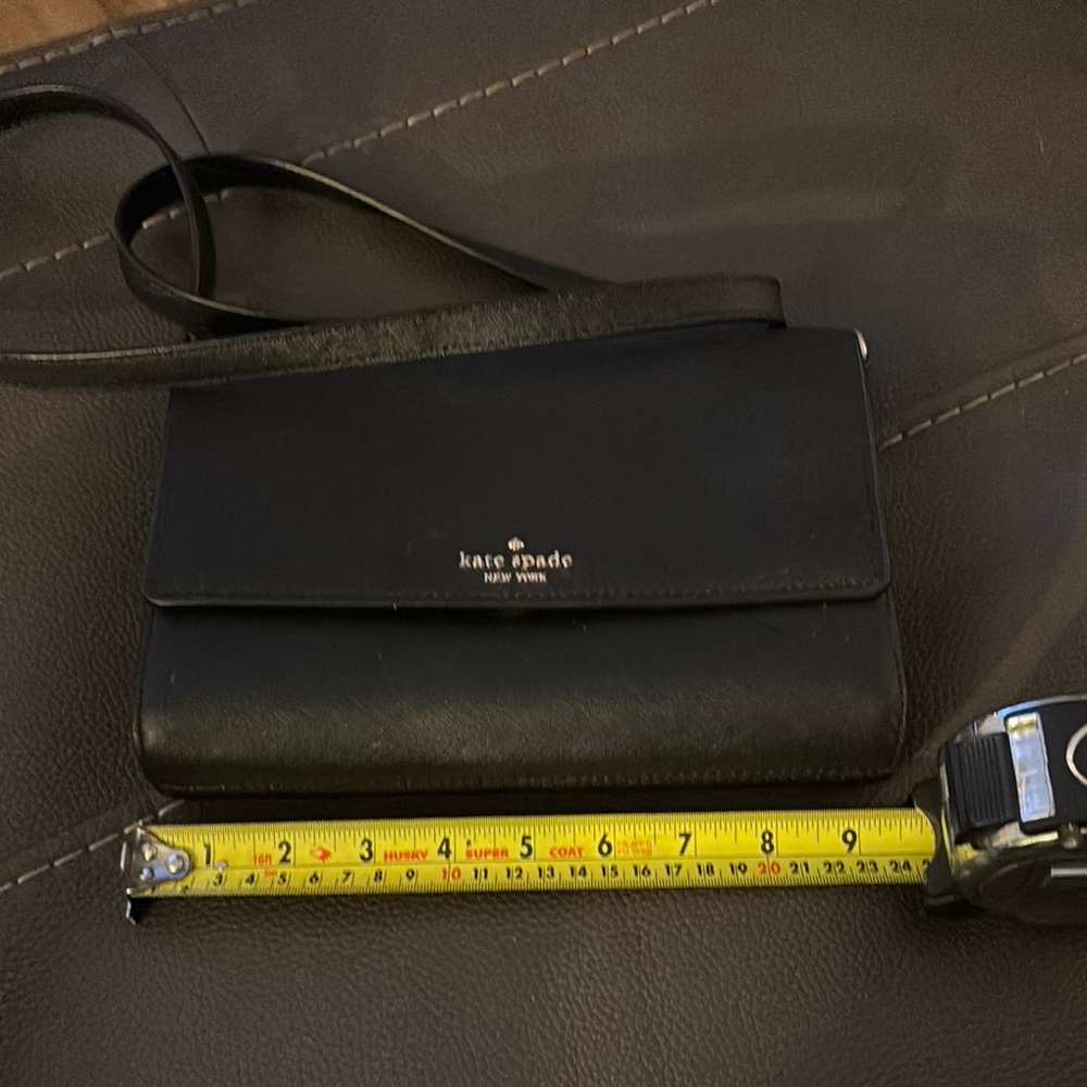 Kate Spade Black Crossbody Bag with Leather Material and Flap Closure- Like New
